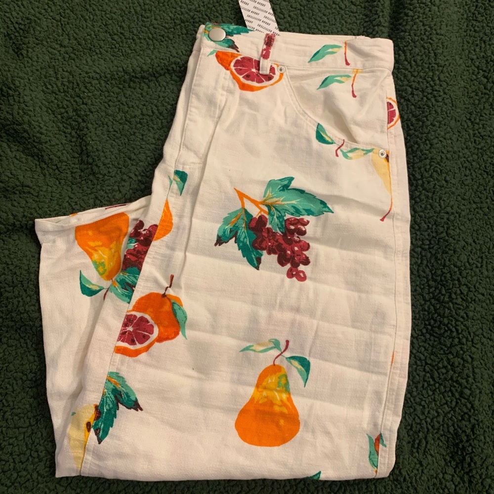 URBAN OUTFITTERS MIDI LINEN BLEND FRUIT SKIRT